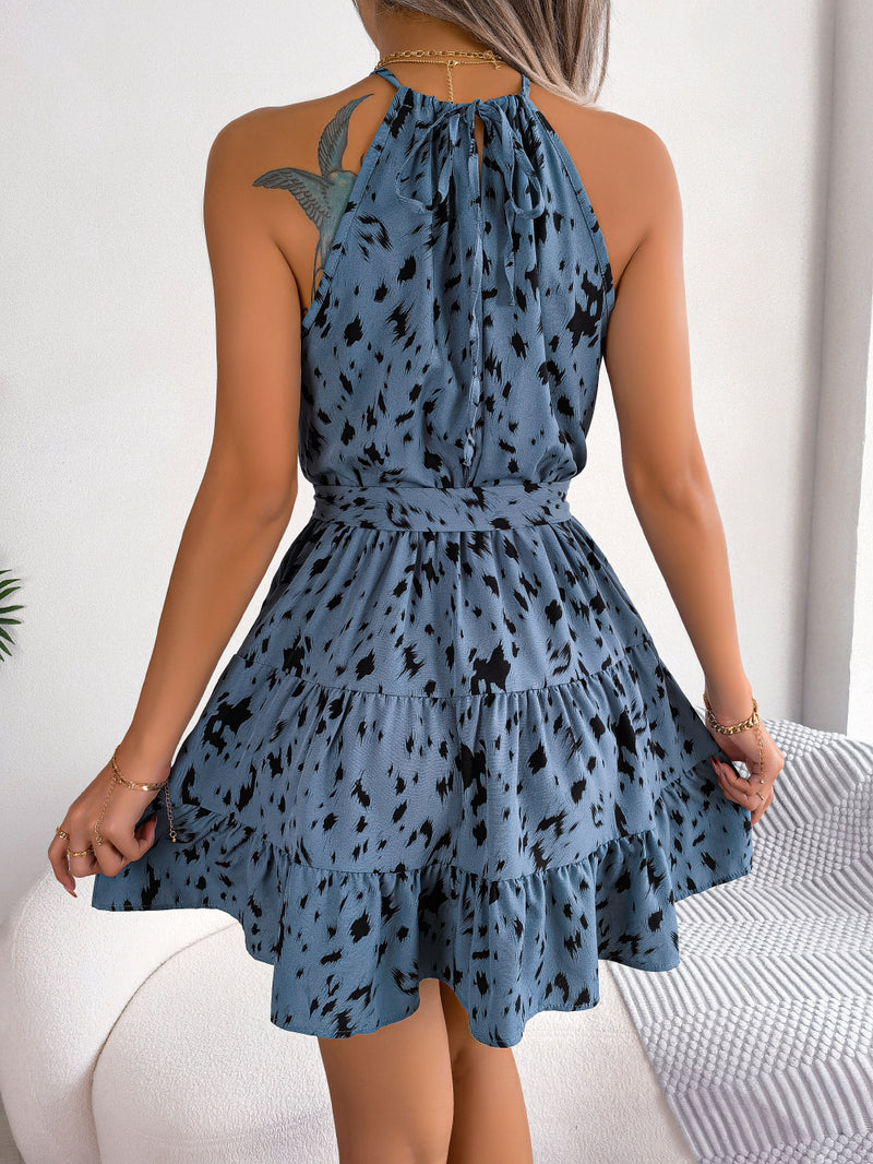 Casual Leopard Print Ruffled Swing Dress Summer Fashion Beach Dresses Women - AccessoryWorldHub