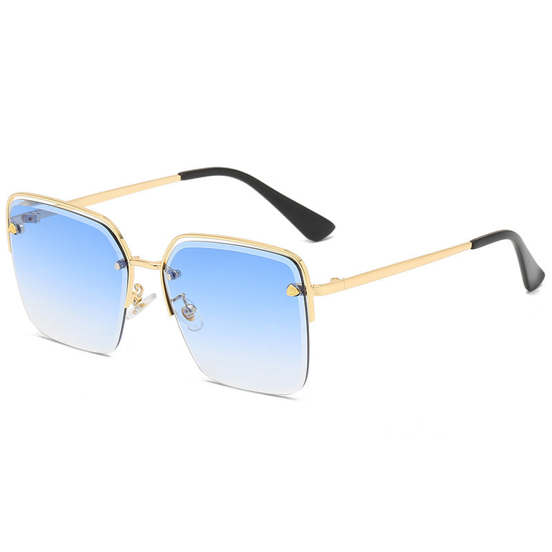 Personality Trend Sunglasses Summer Half Metal Frame Two-color Gradient PC Lens Fashion Glasses - AccessoryWorldHub