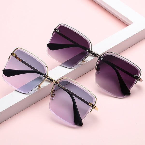 Personality Trend Sunglasses Summer Half Metal Frame Two-color Gradient PC Lens Fashion Glasses - AccessoryWorldHub