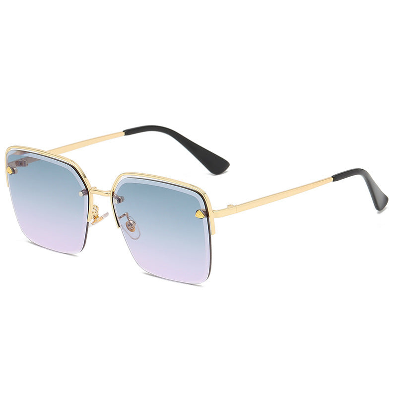 Personality Trend Sunglasses Summer Half Metal Frame Two-color Gradient PC Lens Fashion Glasses - AccessoryWorldHub