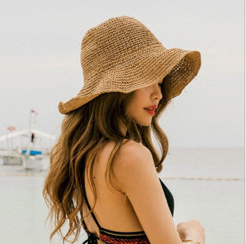 Summer Outing Sunscreen Hat for Women with Foldable Straw Hats Holiday Cool Hat Beach Hat - AccessoryWorldHub