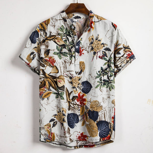 Slim shirt men contrast color printing shirt men - AccessoryWorldHub