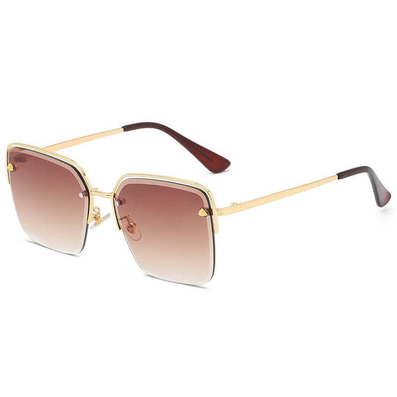 Personality Trend Sunglasses Summer Half Metal Frame Two-color Gradient PC Lens Fashion Glasses - AccessoryWorldHub