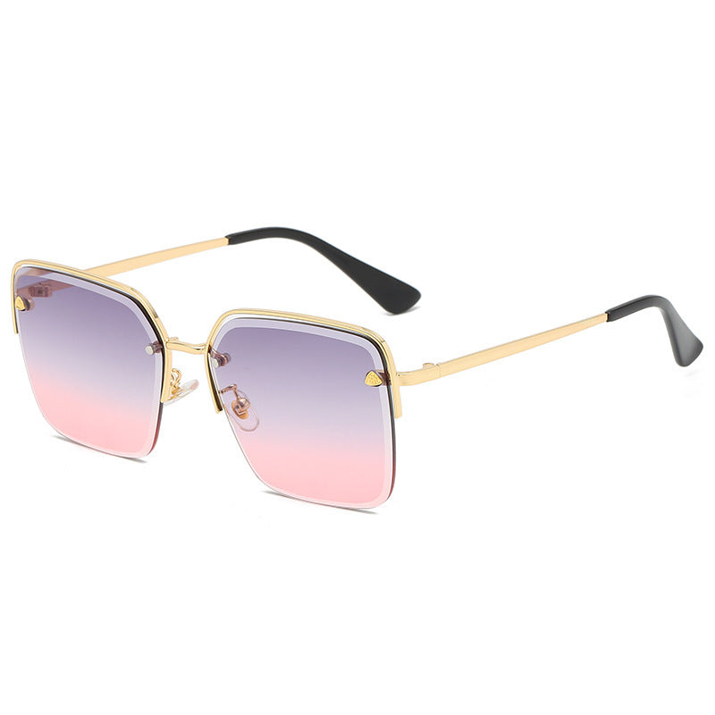 Personality Trend Sunglasses Summer Half Metal Frame Two-color Gradient PC Lens Fashion Glasses - AccessoryWorldHub