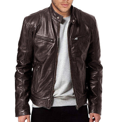 PU Leather Jacket Slim Leather Jacket - AccessoryWorldHub