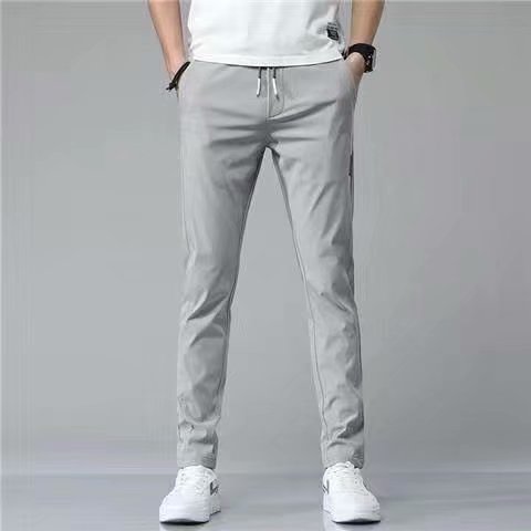 Drawstring Trousers Thin Casual Pants Korean Version Loose Straight Sweatpants Mens Clothing - AccessoryWorldHub