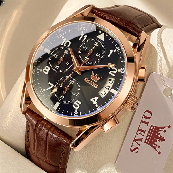 OLEVS Luxury Mens Watches Waterproof Luminous Quartz - AccessoryWorldHub