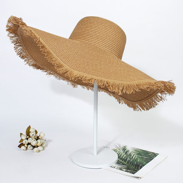 Big Brim Beach Sun Hat Women's Woven Brim Straw Hat - AccessoryWorldHub