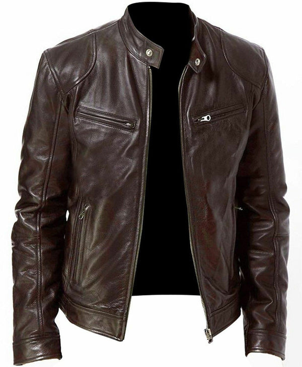 PU Leather Jacket Slim Leather Jacket - AccessoryWorldHub