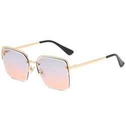 Personality Trend Sunglasses Summer Half Metal Frame Two-color Gradient PC Lens Fashion Glasses - AccessoryWorldHub