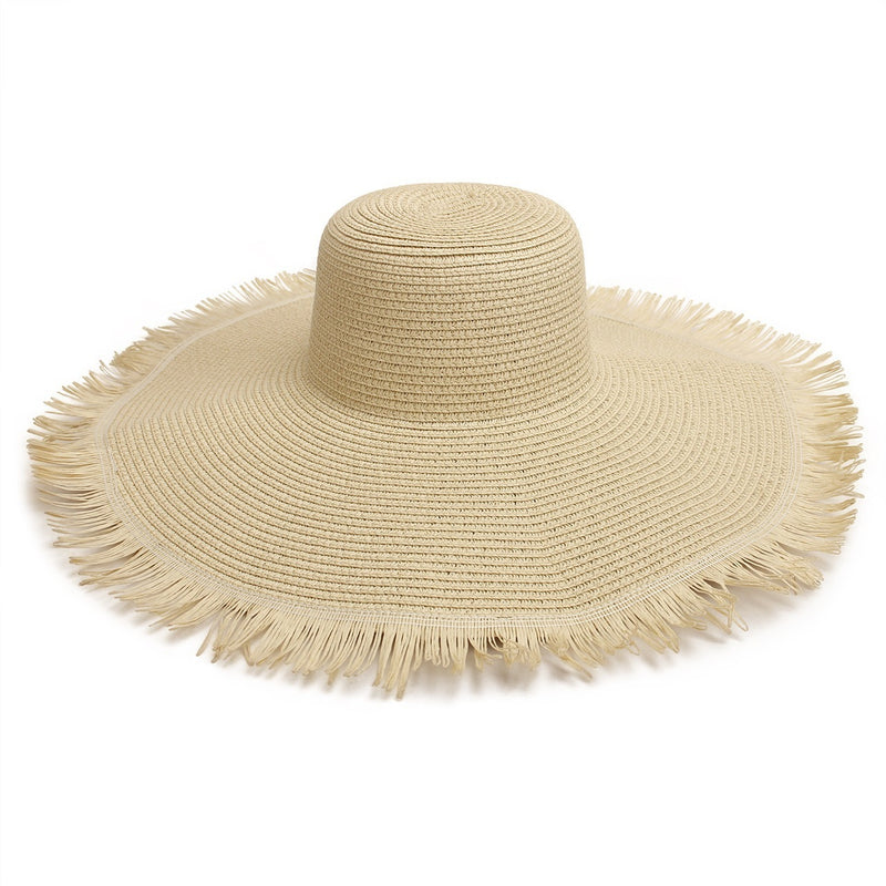 Big Brim Beach Sun Hat Women's Woven Brim Straw Hat - AccessoryWorldHub