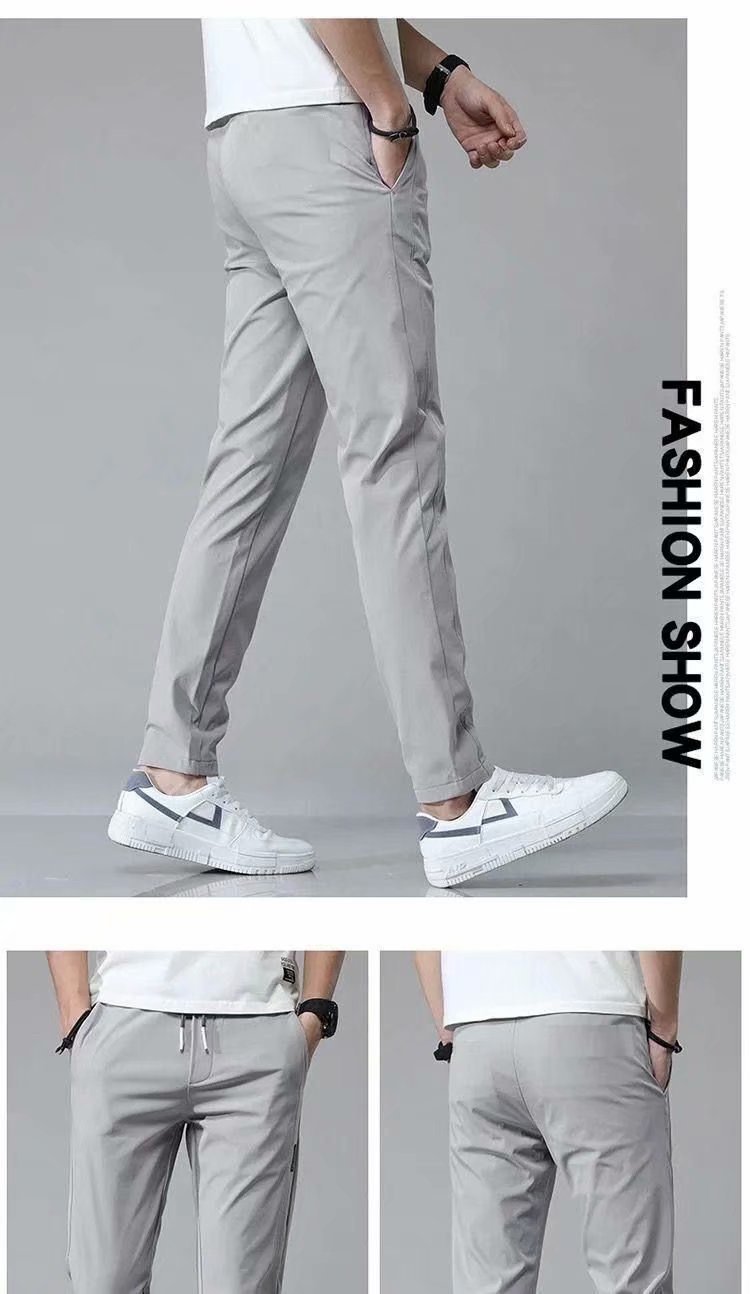 Drawstring Trousers Thin Casual Pants Korean Version Loose Straight Sweatpants Mens Clothing - AccessoryWorldHub