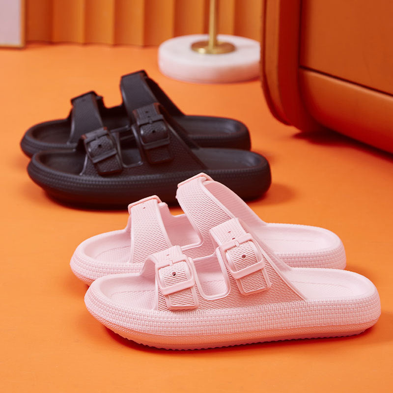 Platform Slippers Women's Summer Buckle Home Shoes Fashion Outdoor Wear Soft Bottom Sandals - AccessoryWorldHub