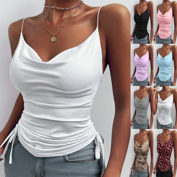 Spaghetti Strap Tops V-neck Camisole Shirts Women Summer Clothes - AccessoryWorldHub