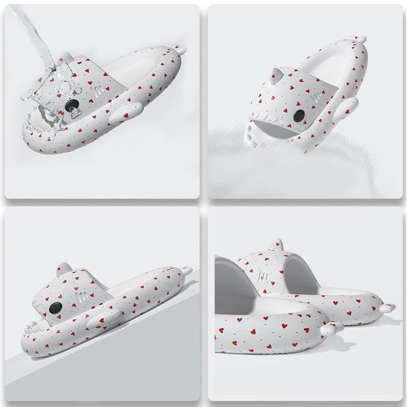 Lovers Shark Slippers Heart Print Shoes Women Men - AccessoryWorldHub