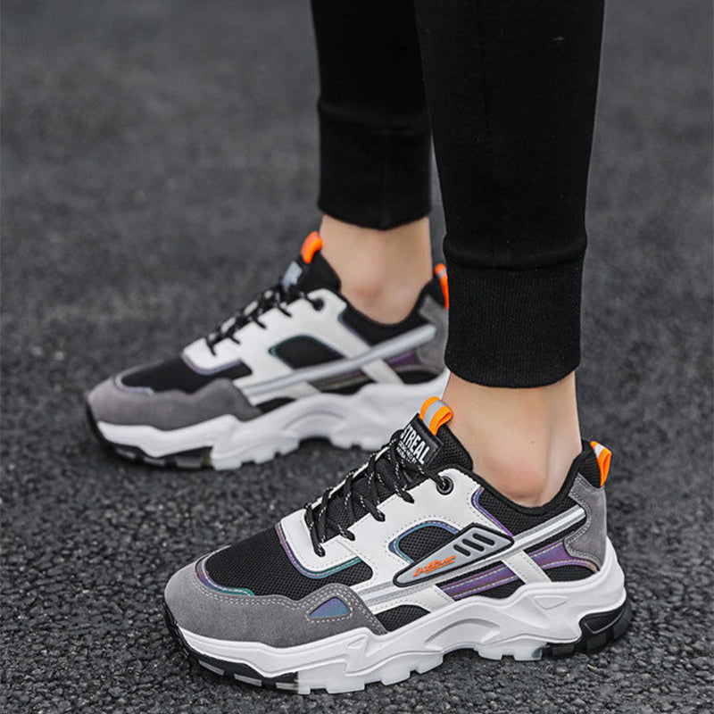 Black White Lace-up Sneakers Men Outdoor Breathable Csual Mesh Shoes Lightweight Running Sports Shoes - AccessoryWorldHub