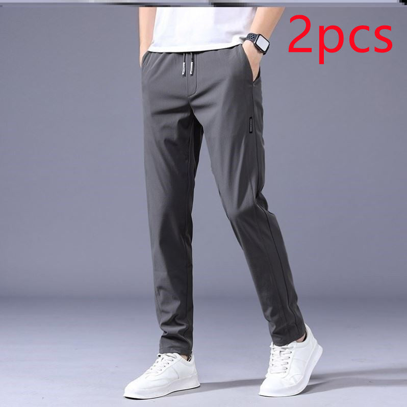 Drawstring Trousers Thin Casual Pants Korean Version Loose Straight Sweatpants Mens Clothing - AccessoryWorldHub