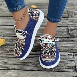 New Print Flats Shoes Summer Spring Casual Canvas Loafers For Women - AccessoryWorldHub