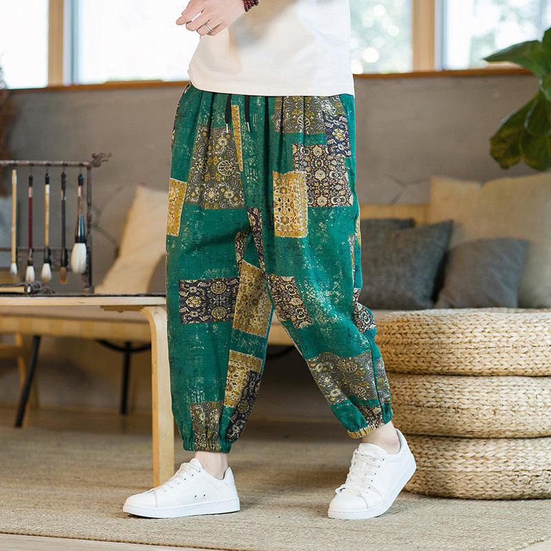 Men's Floral Loose Sports And Leisure Wide Leg Pants - AccessoryWorldHub