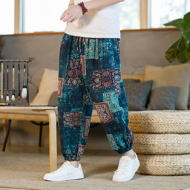 Men's Floral Loose Sports And Leisure Wide Leg Pants - AccessoryWorldHub