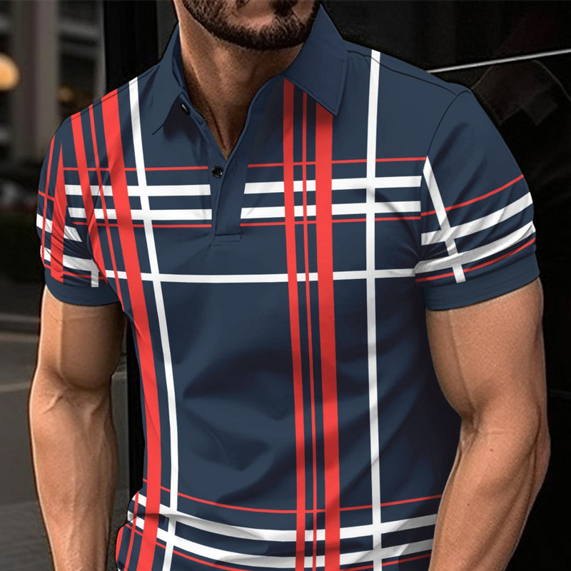 Men's Printed Lapel Button Sport Short Sleeved Shirt - AccessoryWorldHub