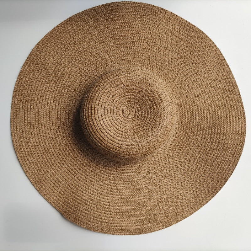 Light Board 14CM Big Brim Straw Hat Women's Sun-proof Beach Dome - AccessoryWorldHub