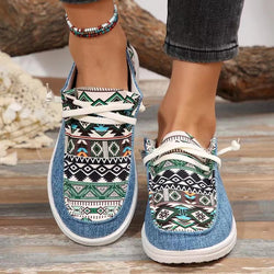 New Print Flats Shoes Summer Spring Casual Canvas Loafers For Women - AccessoryWorldHub