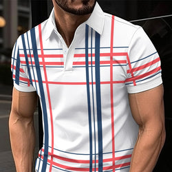 Men's Printed Lapel Button Sport Short Sleeved Shirt - AccessoryWorldHub