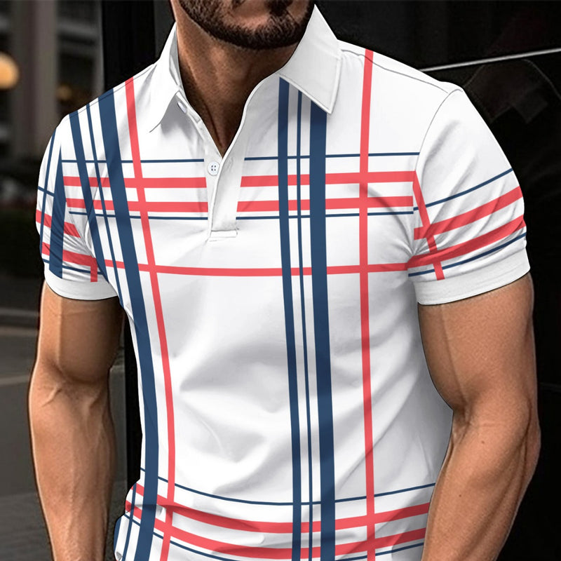 Men's Printed Lapel Button Sport Short Sleeved Shirt - AccessoryWorldHub