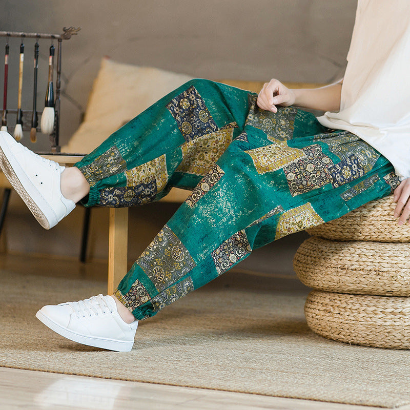 Men's Floral Loose Sports And Leisure Wide Leg Pants - AccessoryWorldHub