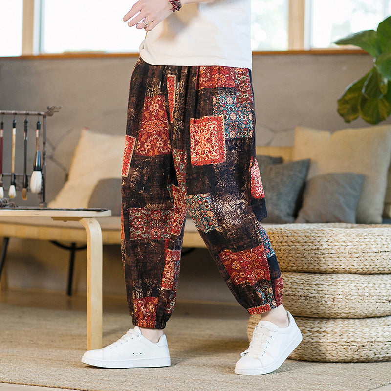 Men's Floral Loose Sports And Leisure Wide Leg Pants - AccessoryWorldHub