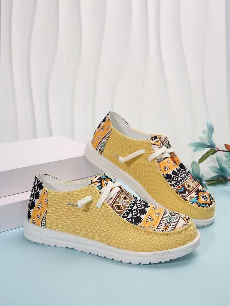 New Print Flats Shoes Summer Spring Casual Canvas Loafers For Women - AccessoryWorldHub