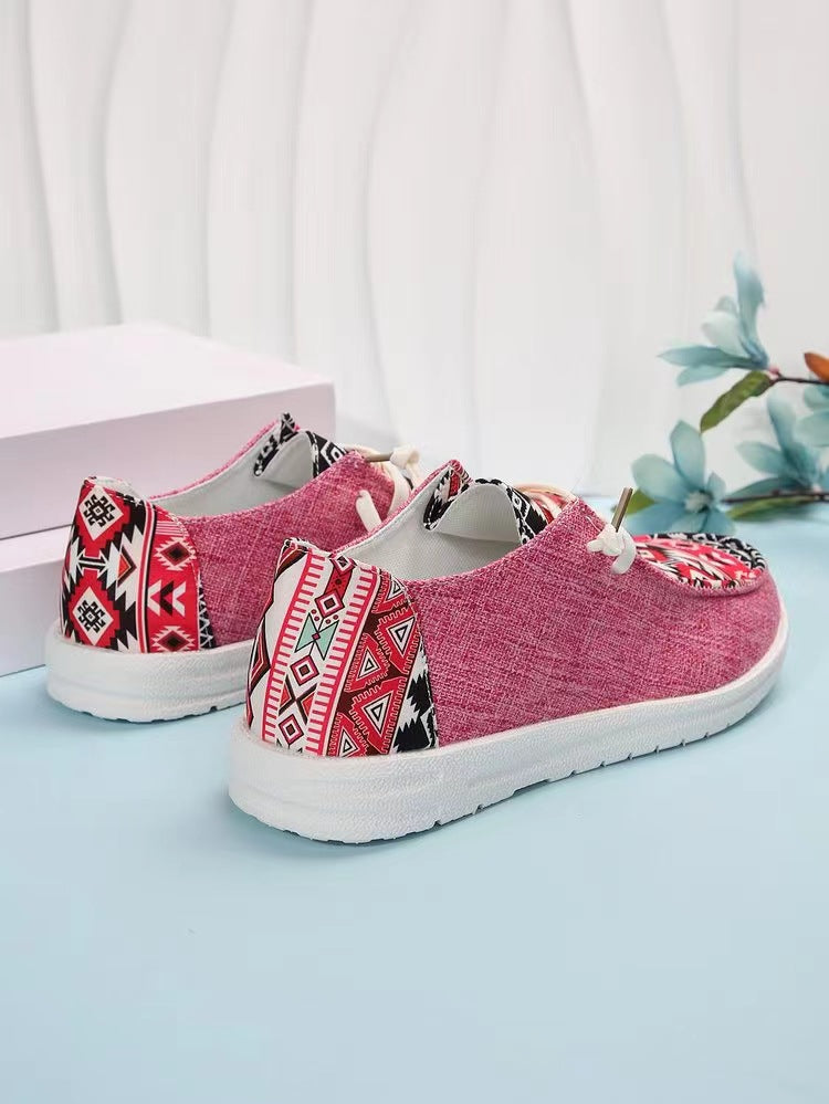 New Print Flats Shoes Summer Spring Casual Canvas Loafers For Women - AccessoryWorldHub