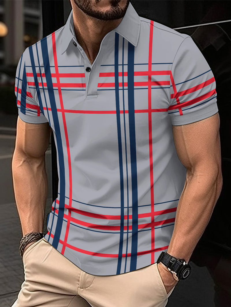 Men's Printed Lapel Button Sport Short Sleeved Shirt - AccessoryWorldHub