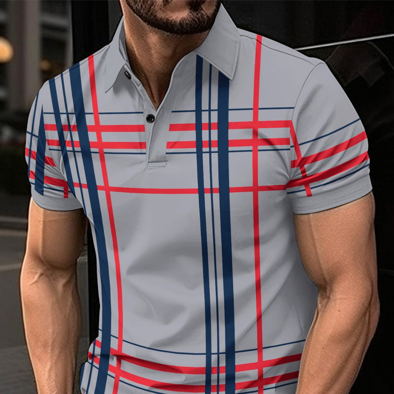 Men's Printed Lapel Button Sport Short Sleeved Shirt - AccessoryWorldHub