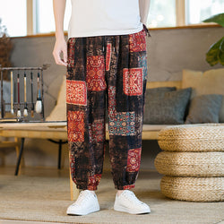 Men's Floral Loose Sports And Leisure Wide Leg Pants - AccessoryWorldHub