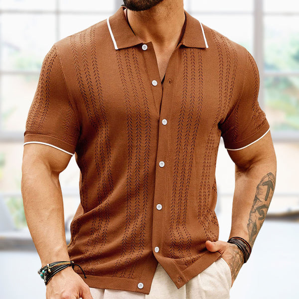 Short-sleeved Polo Shirt Summer Button Lapel Top Fashion Business Men's Clothing - AccessoryWorldHub