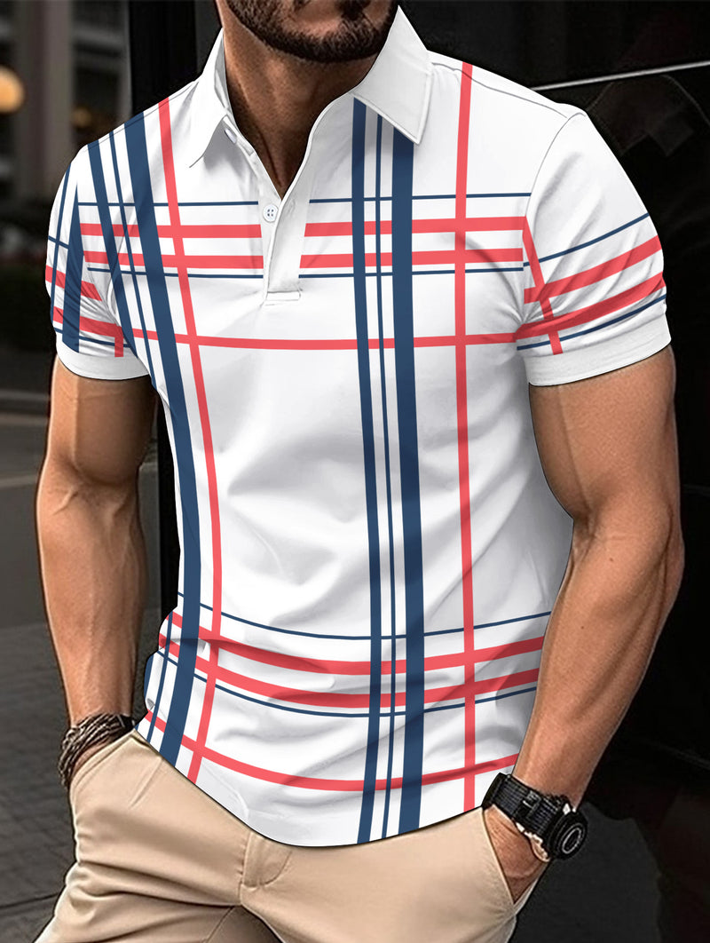 Men's Printed Lapel Button Sport Short Sleeved Shirt - AccessoryWorldHub