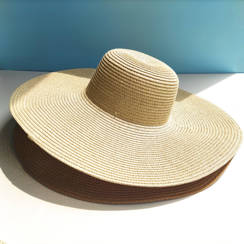 Light Board 14CM Big Brim Straw Hat Women's Sun-proof Beach Dome - AccessoryWorldHub