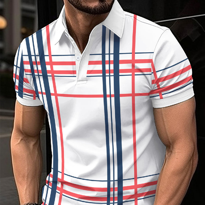 Men's Printed Lapel Button Sport Short Sleeved Shirt - AccessoryWorldHub