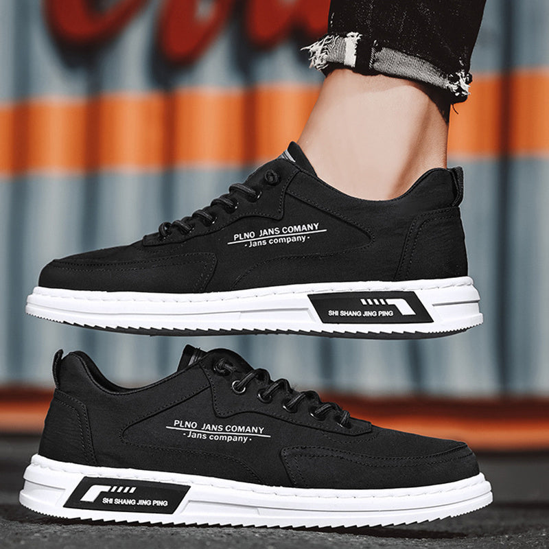 Men Sneakers Lace-up Letter Print Platform Canvas Shoes Sports - AccessoryWorldHub